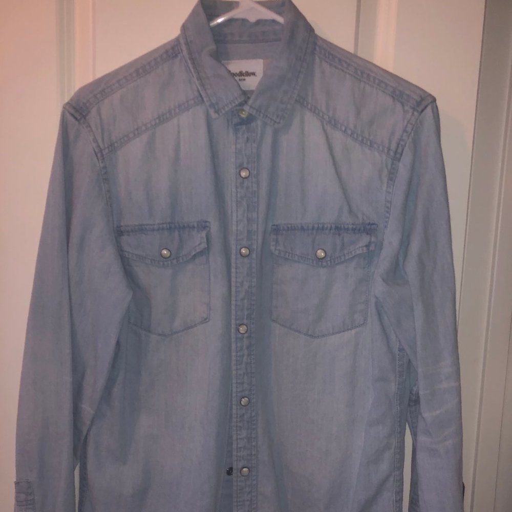Goodfellow Button-Down Blue Jean Dress Shirt